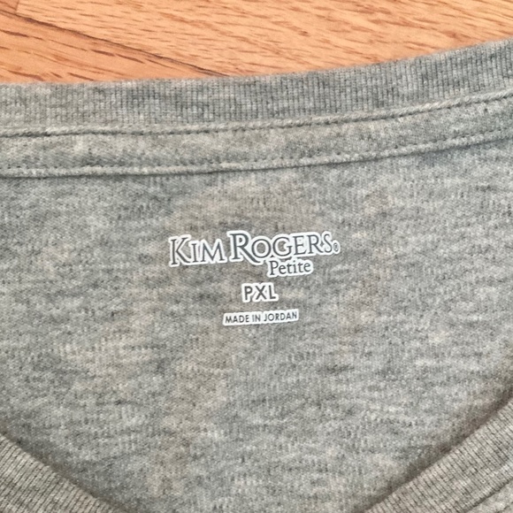 Women’s gently used Petite XL Kim Rogers heather gray 3/4 length sleeve top - Picture 3 of 4